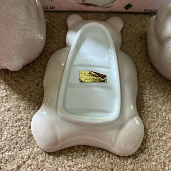 Vintage Porcelain Bear 3 Piece Bathroom Set 1987 Japan - Picture 8 of 11